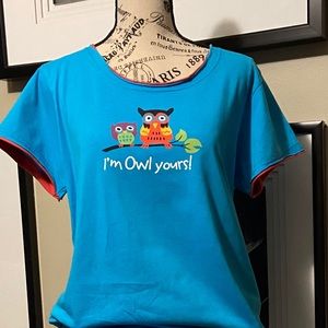 Lazy One I’m Owl Yours Pajama Top Size Large